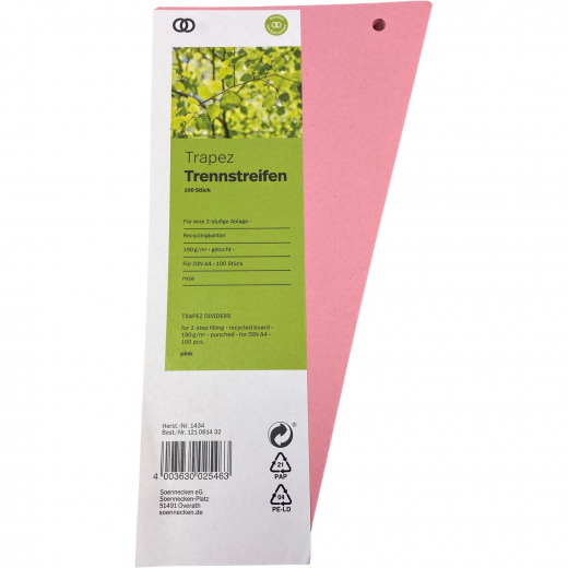 Soennecken Trennstreifen oeco 1434 12,5/6,5x24cm rosa 100St.,