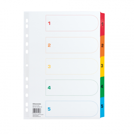 Soennecken Register 1578 DIN A4 1-5 volle Höhe Karton farbig, - 121064799