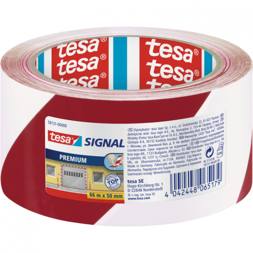 tesa Packband 58131-00000 50mmx66m bedruckt rot weiß, - BDF58131