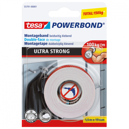 tesa Montageklebeband Powerbond Ultra Strong 55791-00001 19mmx1,5m, - 218992