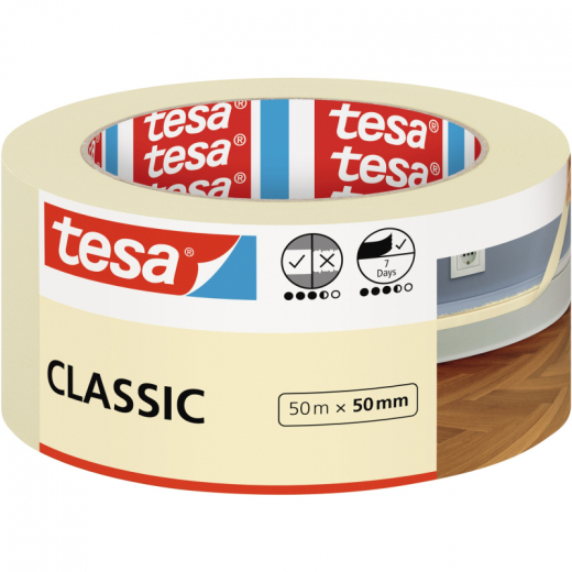 tesa Kreppband Classic 52807-00000 50mmx50m beige, - BDF52807