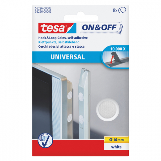 tesa Klettpunkte On & Off 55226-00003 weiß 8 St./Pack., - 14112902