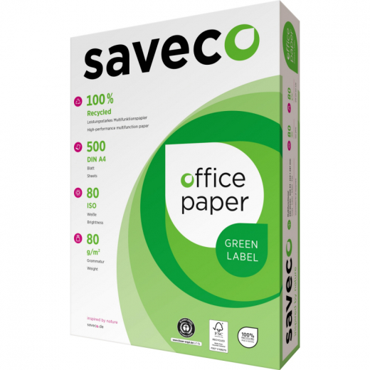 Saveco Kopierpapier Green Label 100000004 A4 80g ISO 80 500Bl., - 110028701