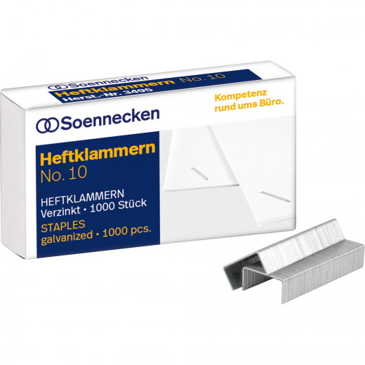 Soennecken Heftklammern 3495 Nr.10 verzinkt 1.000 St./Pack., - 124043900