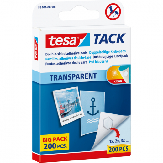 tesa Klebepad Tack 59401-00000 10x10mm transparent 200 St./Pack,