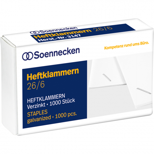 Soennecken Heftklammern 3147 26/6 verzinkt 1.000 St./Pack., - 124215794