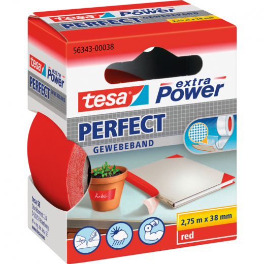 tesa Gewebeband extra Power Perfect 56343-00038 38mmx2,75m rot, - BDF56343RT