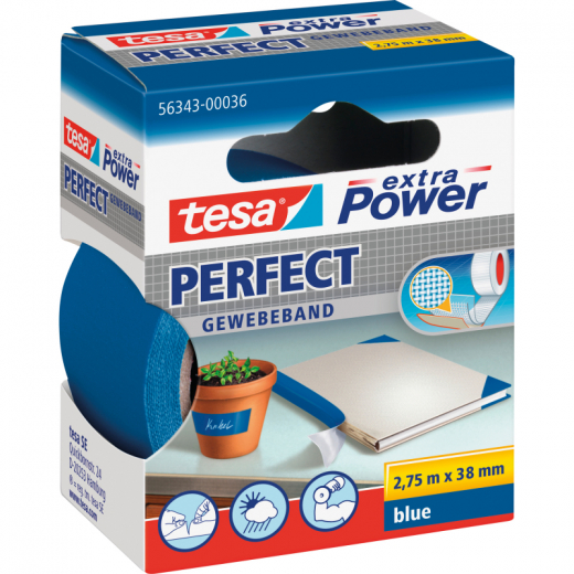 tesa Gewebeband extra Power Perfect 56343-00036 38mmx2,75m blau, - BDF56343BL