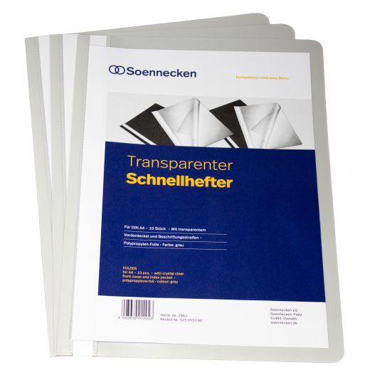 Soennecken Schnellhefter 2963 DIN A4 PP grau 10 St./Pack., - 125055380