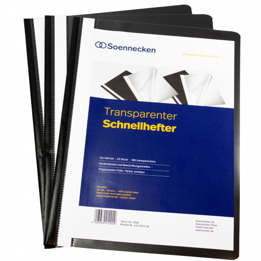 Soennecken Schnellhefter 2966 DIN A4 PP schwarz 10 St./Pack., - 125055390