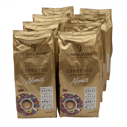 TEMPELMANN Kaffee Nomos Espresso 120248 ganze Bohne 8x1.000g, - 492154900