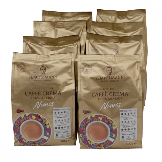 TEMPELMANN Kaffee Nomos Caffé Crema 120246 ganze Bohne 8x500g,