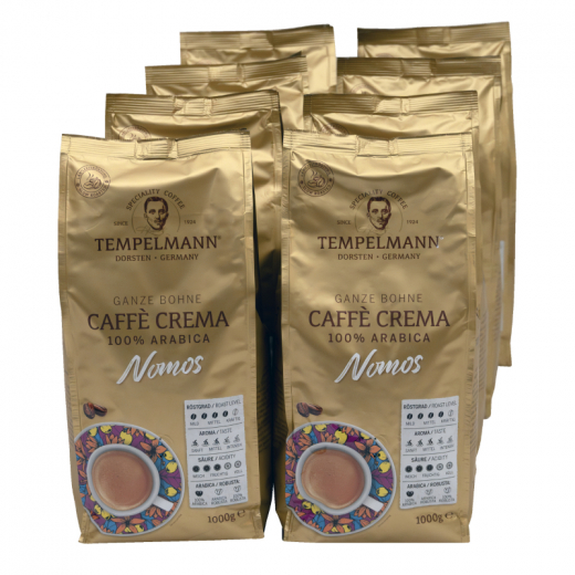 TEMPELMANN Kaffee Nomos Caffé Crema 120247 ganze Bohne 8x1.000g, - 492155000