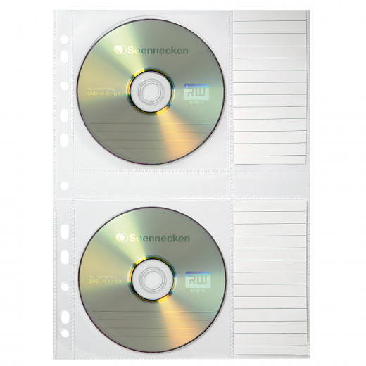 Soennecken CD/DVD Hülle 1612 für 2CDs transparent 5 St./Pack., - 126231900