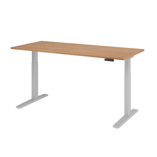 Hammerbacher Schreibt. VXMKA19/N/S el.180x80cm silber/nussbaum,