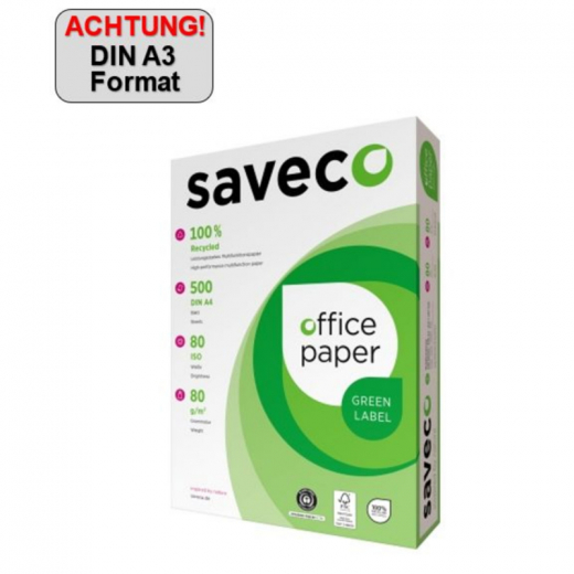 Saveco Kopierpapier Green Label 100000007 A3 80g ISO 80 500Bl., - 110029601