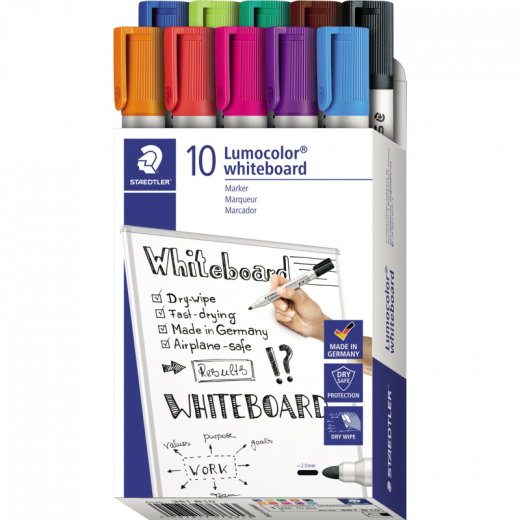 STAEDTLER Whiteboardmarker Lumocolor 351 B10 sort. 10 St./Pack, - 304019299