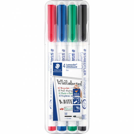 STAEDTLER Whiteboardmarker Lumocolor 301 WP4 1mm sort. 4St., - 10533785