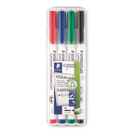 STAEDTLER Whiteboardmarker Lumocolor 301 WP4 1mm sort. 4St.,