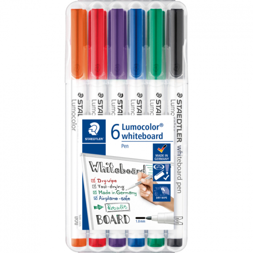 STAEDTLER Whiteboardmarker Lumocolor 301 WP6 1mm sort. 6St., - 156044799