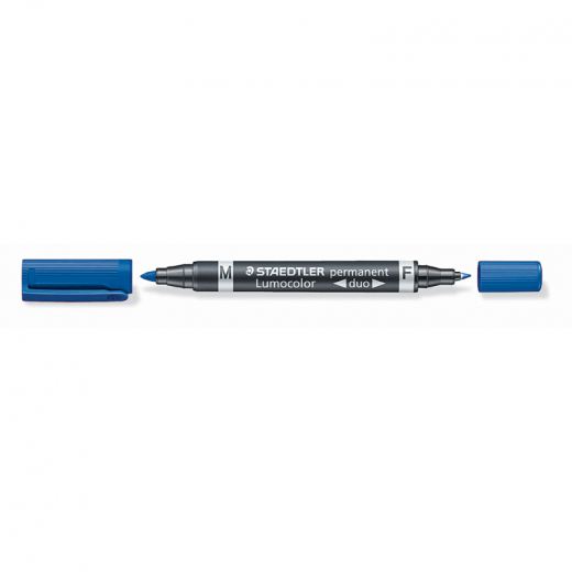 STAEDTLER Permanentmarker Lumocolor duo 348-3 0,6mm/1,5mm blau,