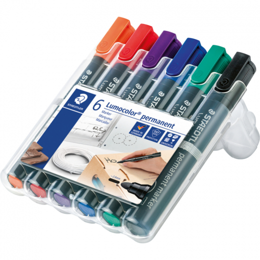 STAEDTLER Permanentmaker Lumocolor 352 WP6 2mm sortiert 6 St./Pack., - STA352WP6