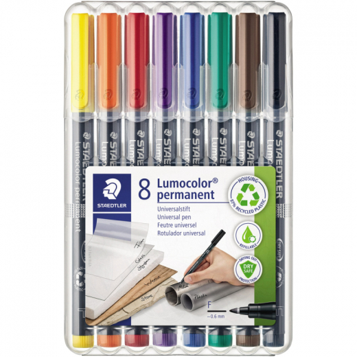 STAEDTLER Folienstift Lumocolor 318 WP8 0,6mm sort. 8 St./Pack., - STA318WP8