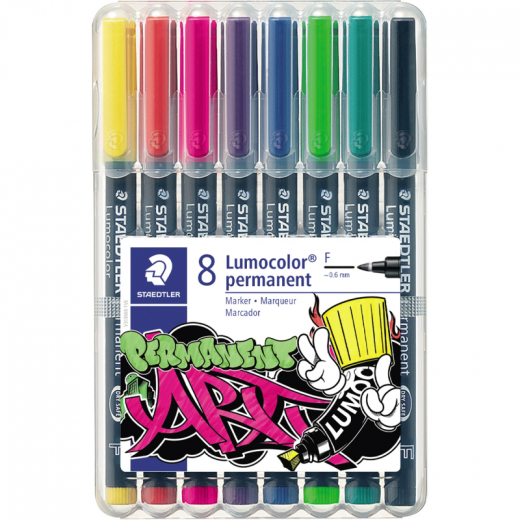 STAEDTLER Folienstift Lumocolor 318 WP8-1 F perm 8 St./Pack., - 304020499