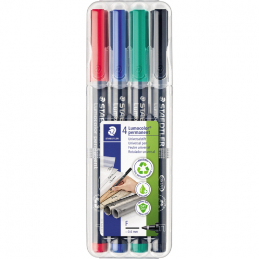 STAEDTLER Folienstift Lumocolor 318 WP4 0,6mm sort. 4 St./Pack.,