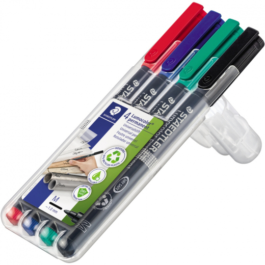 STAEDTLER Folienstift Lumocolor 317 WP4 1mm sortiert 4 St./Pack., - STA317WP4