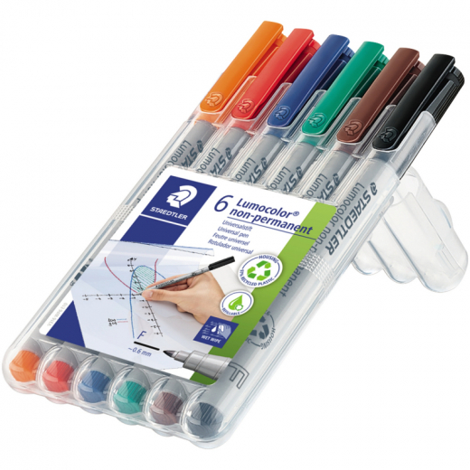 STAEDTLER Folienstift Lumocolor 316 WP6 0,6mm sortiert 6 St./Pack., - STA316WP6