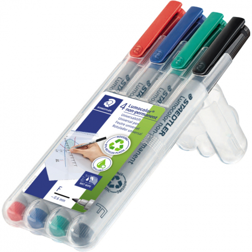 STAEDTLER Folienstift Lumocolor 316 WP4 0,6mm sortiert 4 St./Pack., - STA316WP4