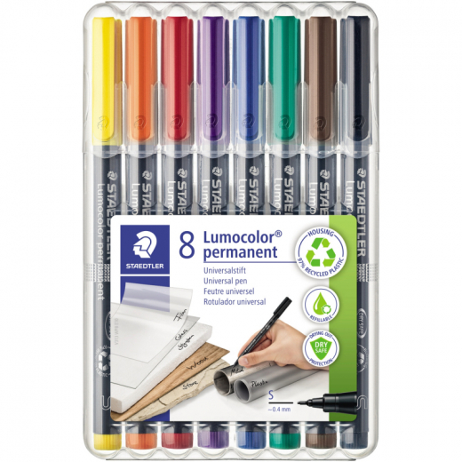 STAEDTLER Folienstift Lumocolor 313 WP8 0,4mm sortiert 8 St./Pack., - STA313WP8