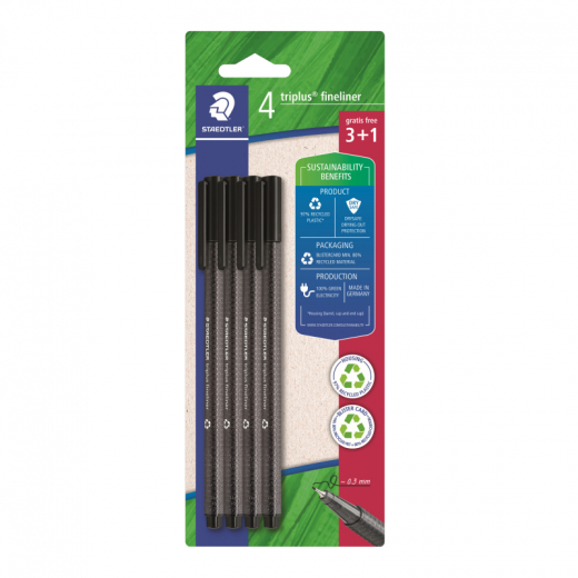 Staedtler Fineliner triplus 334 334 R-9BK4 4St sw, - 660515023