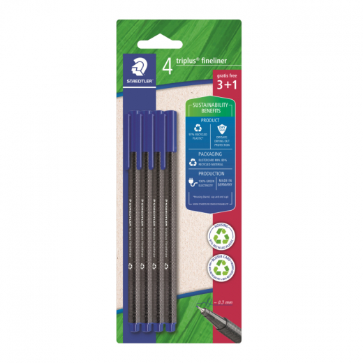 Staedtler Fineliner triplus 334 334 R-3BK4 4St bl, - 660515001