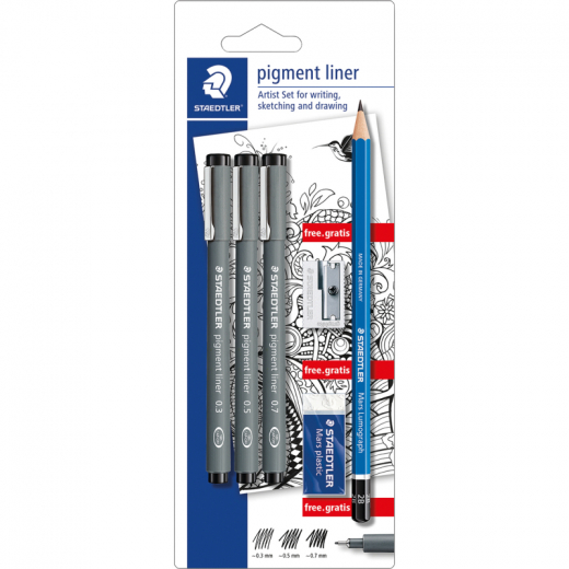 STAEDTLER Fineliner pigment liner 308 SBK3P sw 3 St./Pack.,