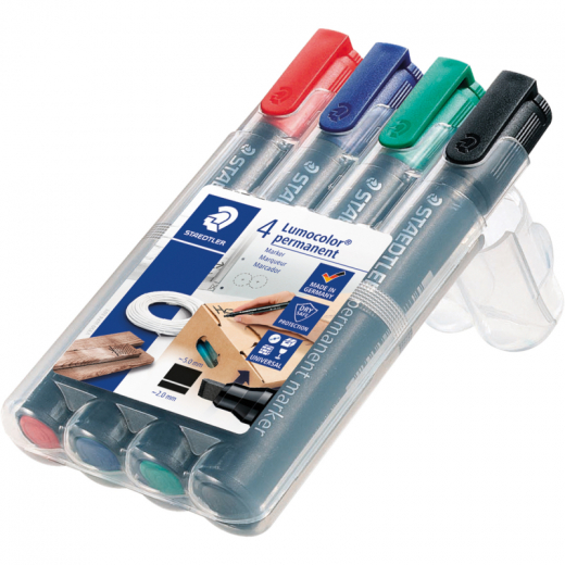 STAEDLER Permanentmaker Lumocolor 350 WP4 2-5mm sortiert 4 St./Pack.,