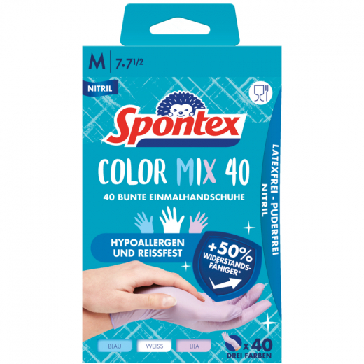 Spontex Handschuh Colormix 12979157 Gr.07 sort. 40St.,