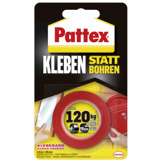 Pattex Montageklebeband Kleben statt Bohren PXMT2 19mmx1,5m, - 463308