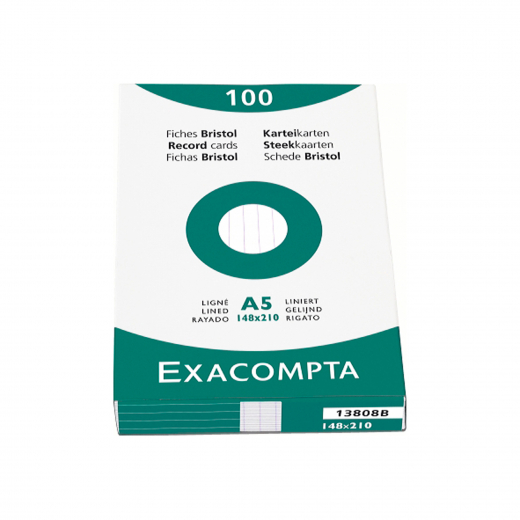 Exacompta Karteikarte 3308B DIN A8 blanko Karton weiß 100 St./Pack., - 144074201