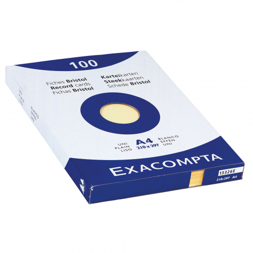 Exacompta Karteikarte 10326E DIN A4 blanko gelb 100 St./Pack.,