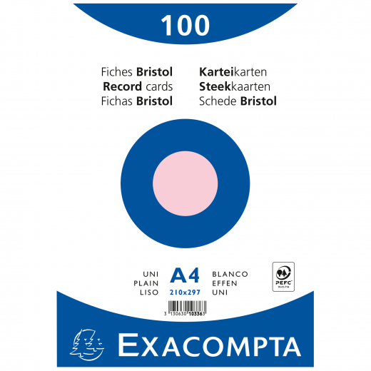 Exacompta Karteikarte 10336E DIN A4 blanko rosa 100 St./Pack.,