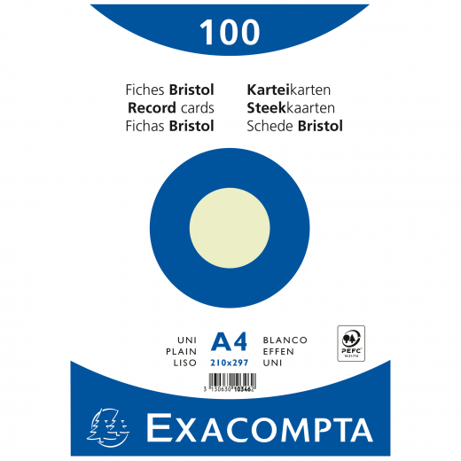 Exacompta Karteikarte 10346E DIN A4 blanko grün 100 St./Pack.,