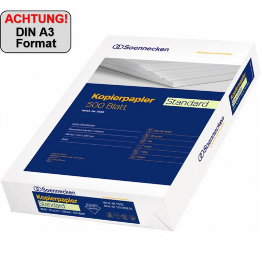 Soennecken Kopierpapier Standard 5533 DIN A3 80g weiß 500 Bl./Pack., - 110081701