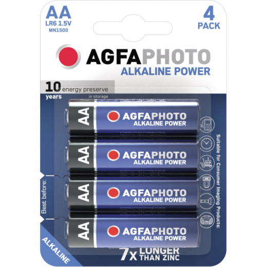 AgfaPhoto Batterie LR06 Mignon 110-802589 AA 1.5V 4 St./Pack., - 110802589