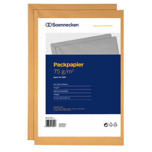 Soennecken Packpapier 3560 75x100cm 75g Recyclingpapier 2 Bg./Pack., - 161212170