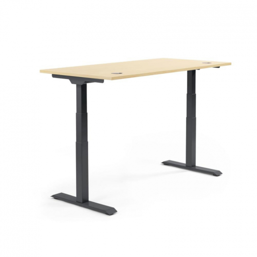 Schreibtisch 2000x605-1255x800mm Platte Ahorn Gestell sw,