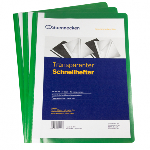 Soennecken Schnellhefter 2964 DIN A4 PP grün 10 St./Pack., - 125055360