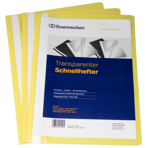 Soennecken Schnellhefter 2961 DIN A4 PP gelb 10 St./Pack., - 125055310