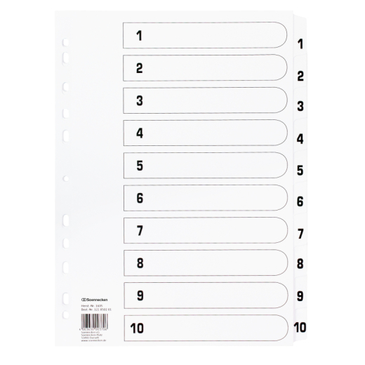 Soennecken Register Mylar 1605 1-10 weiß, - 121050201